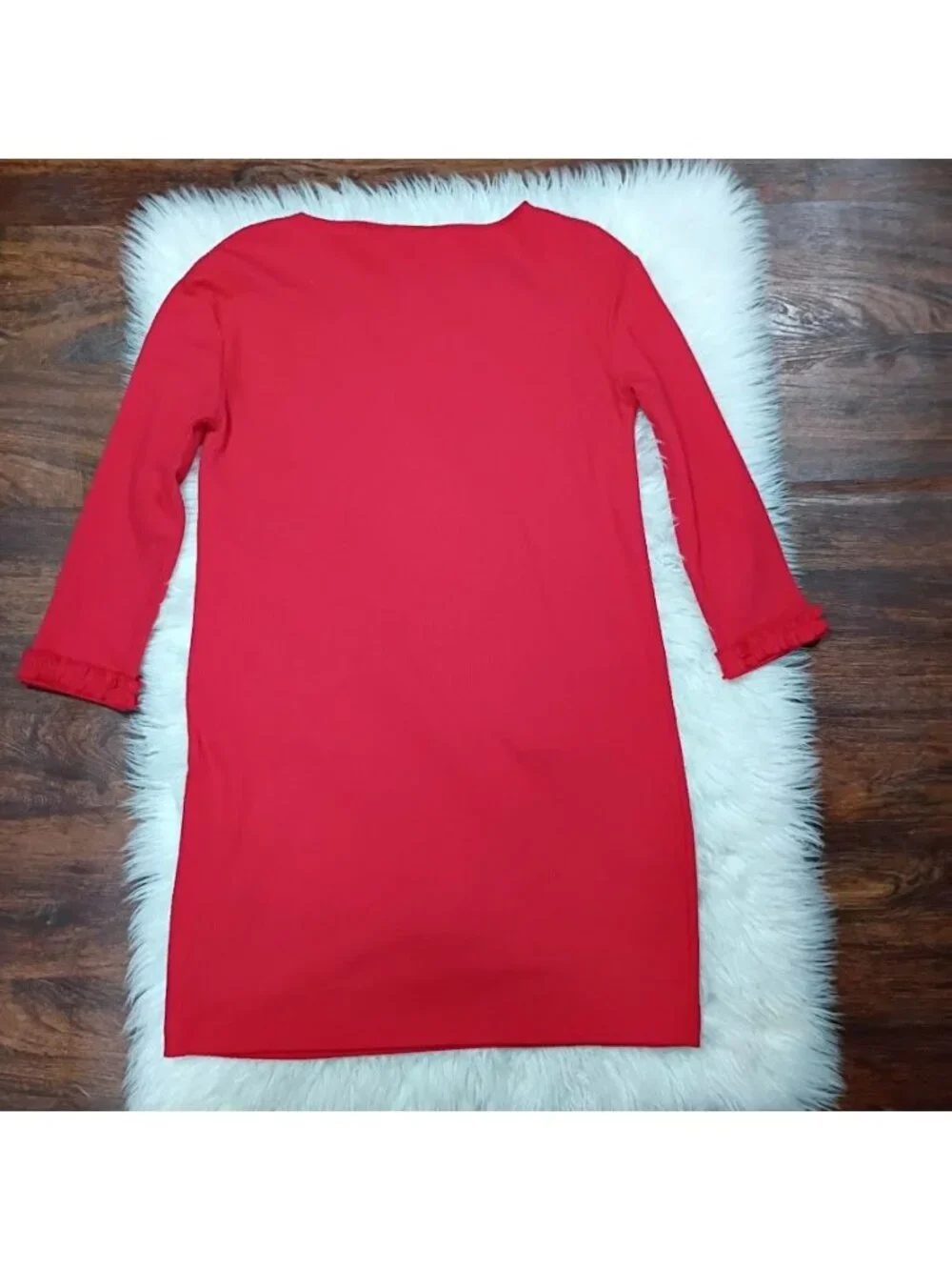 Tabitha Webb Red Shift Dress Womens Size S Long Sleeve Pockets